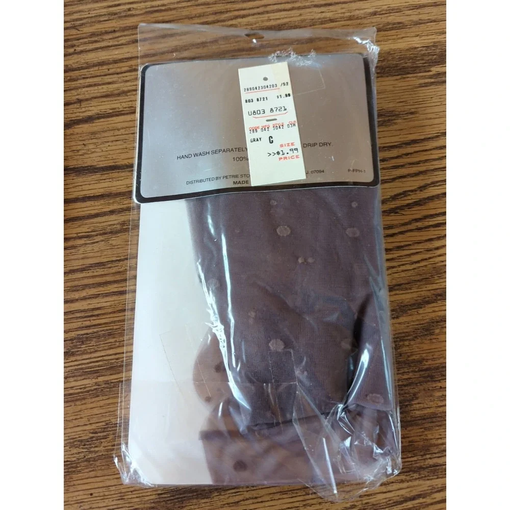 New Vintage Marianne Fashion Pantyhose Size C‎ Medium Gray Ultra Sheer Confetti